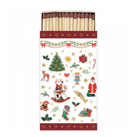 Ornaments all over red gyufa karácsonyi dobozban