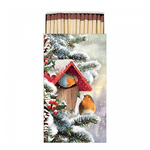 House with robins gyufa karácsonyi dobozban