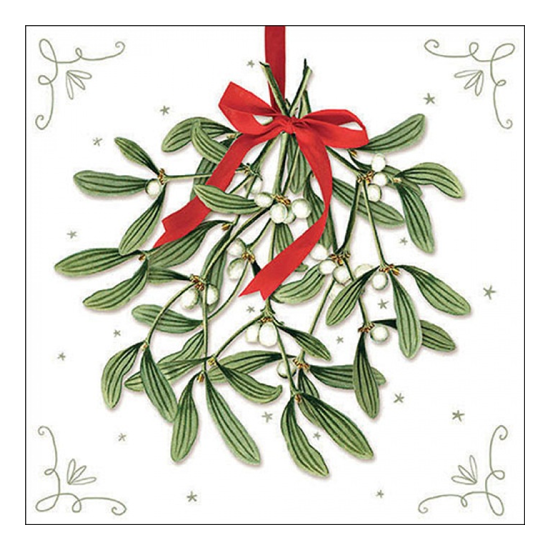 Mistletoe with bow white karácsonyi szalvéta 33x33cm 20 db-os