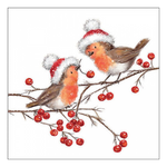 Christmas robins white karácsonyi szalvéta 33x33cm 20 db-os