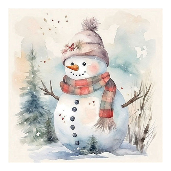 Snowman in nature karácsonyi szalvéta 33x33cm 20 db-os