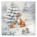 Fox in forest karácsonyi szalvéta 33x33cm 20 db-os