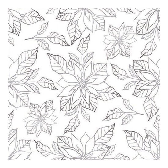 Poinsettia outline silver karácsonyi szalvéta 33x33cm 20 db-os