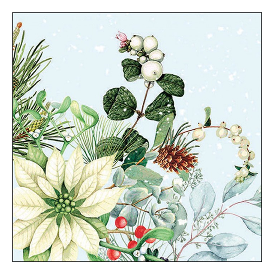 White poinsettia karácsonyi szalvéta 33x33cm 20 db-os