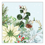 White poinsettia karácsonyi szalvéta 33x33cm 20 db-os