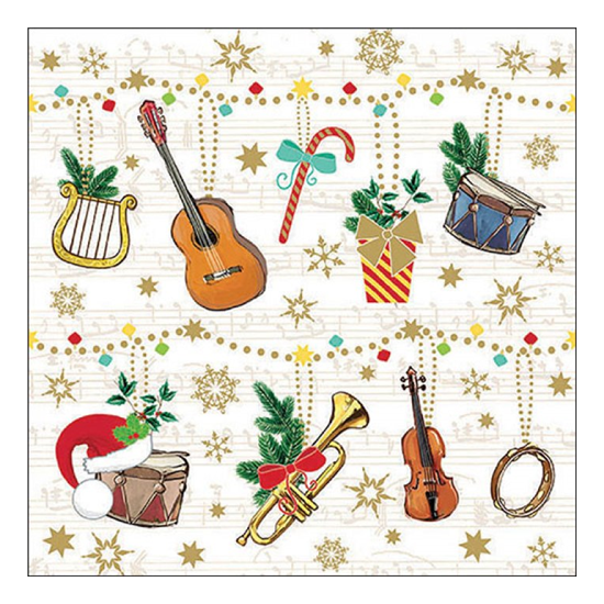 Christmas instruments karácsonyi szalvéta 33x33cm 20 db-os