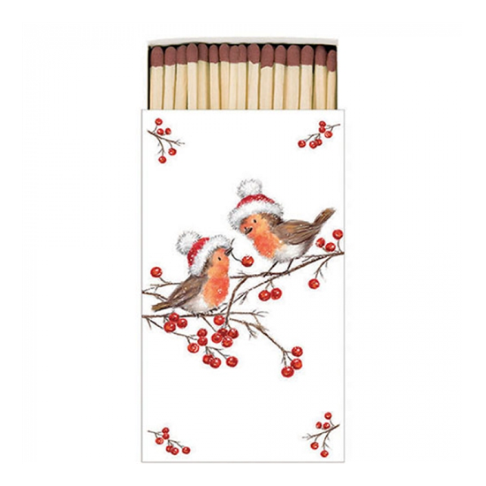 Christmas robins white gyufa karácsonyi dobozban