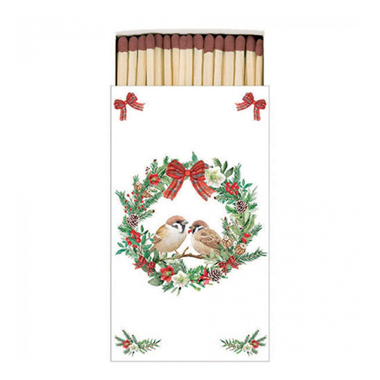 Sparrows in wreath gyufa karácsonyi dobozban
