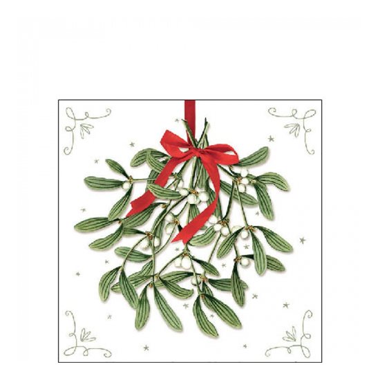 Mistletoe with bow white karácsonyi szalvéta 25x25cm 20 db-os