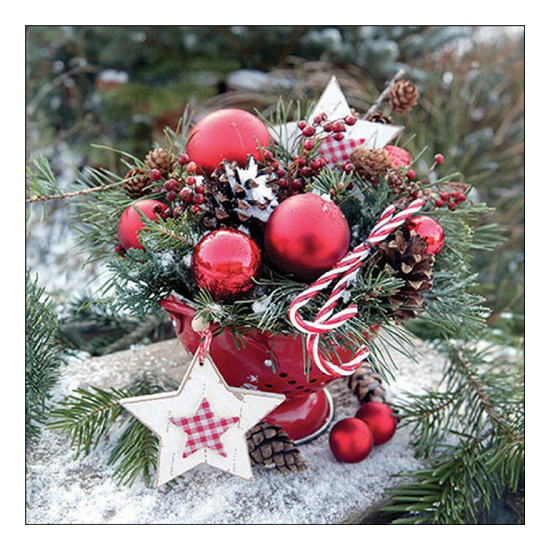 Christmas baubles in strainer karácsonyi szalvéta 33x33cm 20 db-os