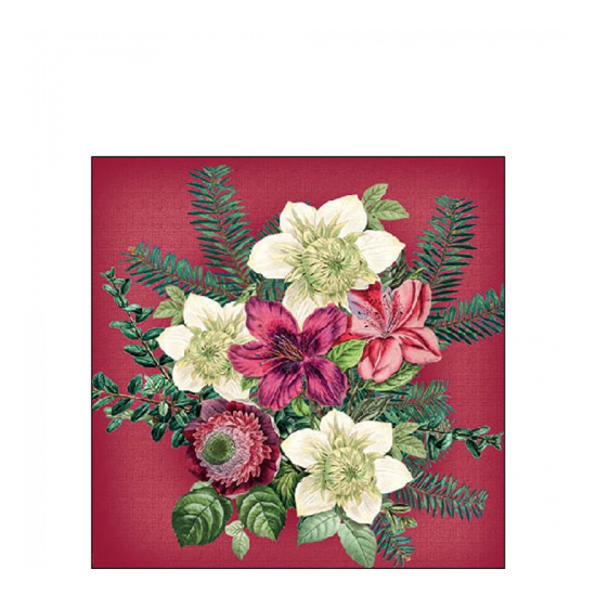 Azalea and helleborus red karácsonyi szalvéta 25x25cm 20 db-os