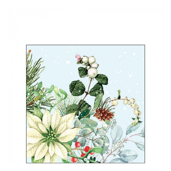 White poinsettia karácsonyi szalvéta 25x25cm 20 db-os