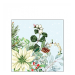 White poinsettia karácsonyi szalvéta 25x25cm 20 db-os