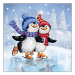 Skating penguins karácsonyi szalvéta 33x33cm 20 db-os