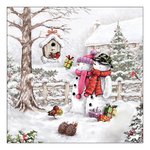 Snowmen bringing gifts karácsonyi szalvéta 33x33cm 20 db-os