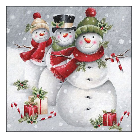 Smiling snowmen karácsonyi szalvéta 33x33cm 20 db-os