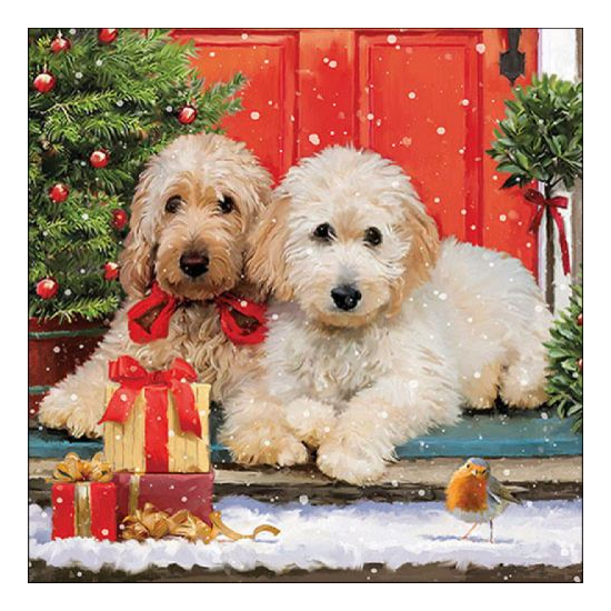 Dogs at the door karácsonyi szalvéta 33x33cm 20 db-os