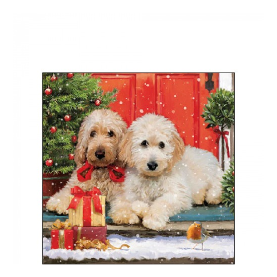 Dogs at the door karácsonyi szalvéta 25x25cm 20 db-os