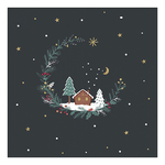 Little wood cabin anthracite karácsonyi szalvéta 33x33cm 20 db-os