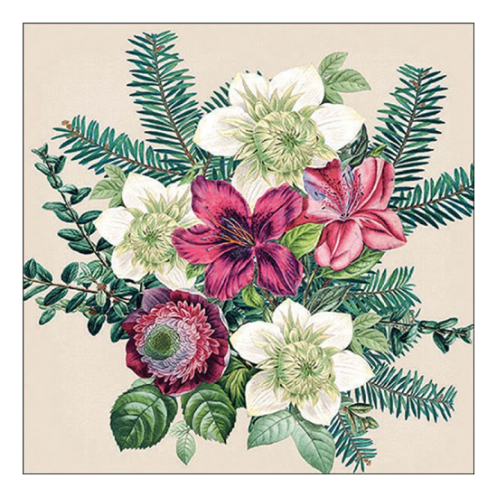 Azalea and helleborus cream karácsonyi szalvéta 33x33cm 20 db-os