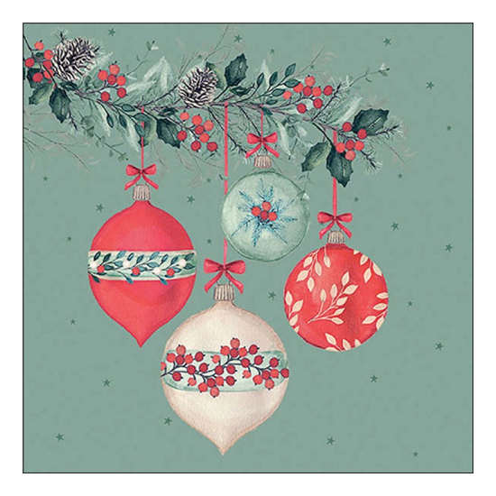 Berry baubles green karácsonyi szalvéta 33x33cm 20 db-os