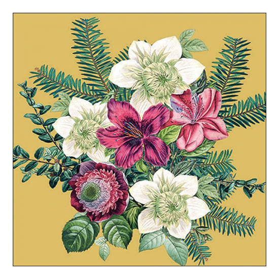 Azalea and helleborus gold karácsonyi szalvéta 33x33cm 20 db-os