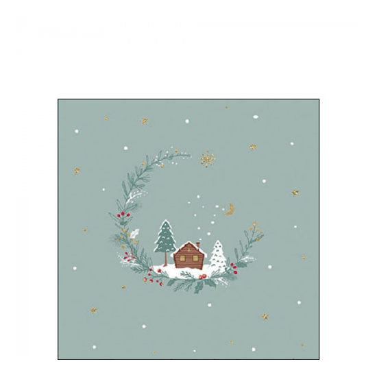 Little wood cabin sage karácsonyi szalvéta 25x25cm 20 db-os