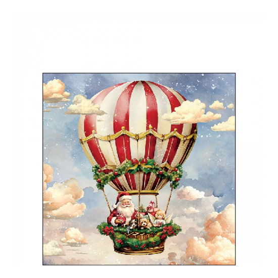 Santa's air balloon karácsonyi szalvéta 25x25cm 20 db-os