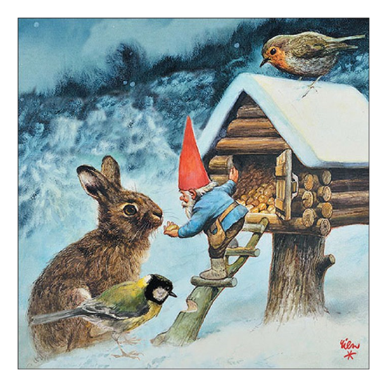Gnome feeding animals karácsonyi szalvéta 33x33cm 20 db-os