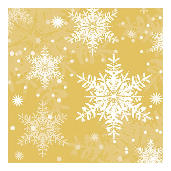 Snowflakes gold karácsonyi szalvéta 33x33cm 20 db-os