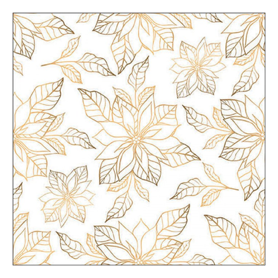 Poinsettia outline gold karácsonyi szalvéta 33x33cm 20 db-os
