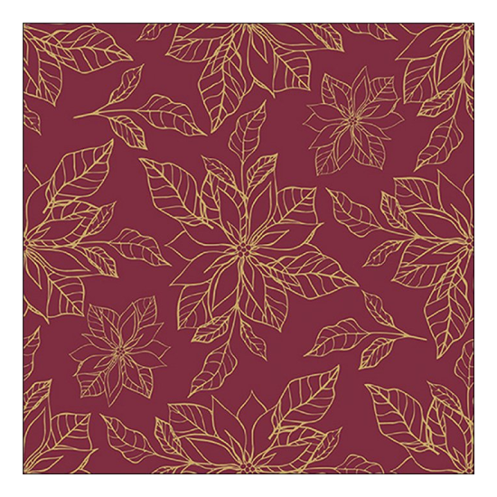 Poinsettia outline bordeaux karácsonyi szalvéta 33x33cm 20 db-os