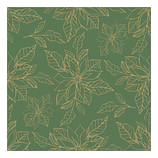 Poinsettia outline green karácsonyi szalvéta 33x33cm 20 db-os