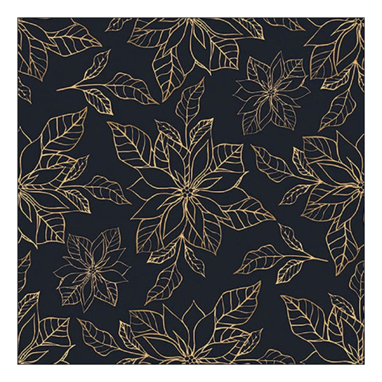 Poinsettia outline black karácsonyi szalvéta 33x33cm 20 db-os