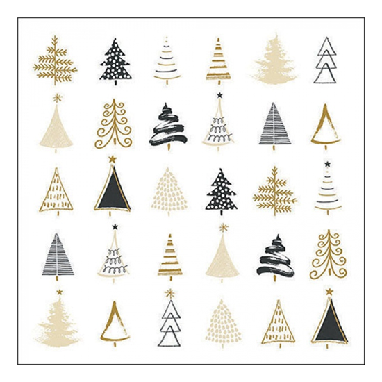 Christmas tree doodles black karácsonyi szalvéta 33x33cm 20 db-os