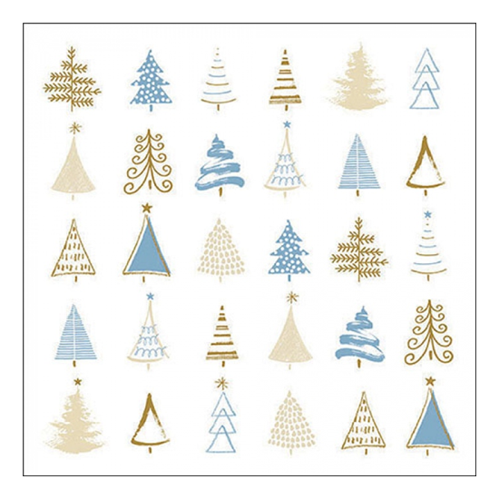 Christmas tree doodles blue karácsonyi szalvéta 33x33cm 20 db-os