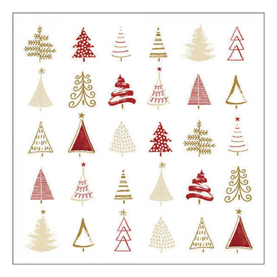 Christmas tree doodles red karácsonyi szalvéta 33x33cm 20 db-os
