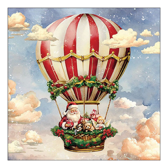 Santa's air balloon karácsonyi szalvéta 33x33cm 20 db-os
