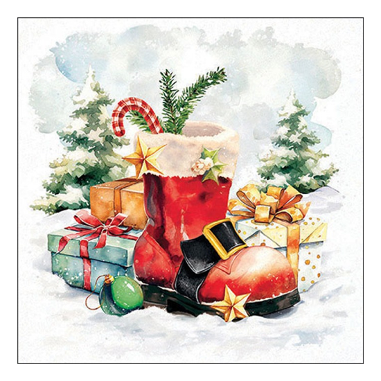 Santa's boot karácsonyi szalvéta 33x33cm 20 db-os