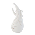 Karácsonyi hóemberes fehér kerámia mécsestartó