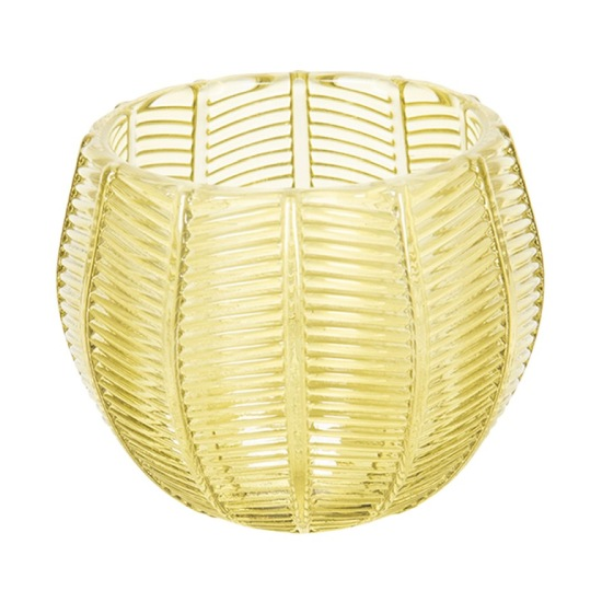 Üveg mécsestartó sárga 9x8 cm