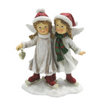 Korcsolyázó angyalpár karácsonyi dekoráció figura 14 cm