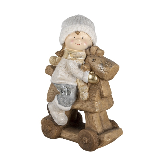 Kislányon lovon Kerámia karácsonyi nagy dekoráció figura 46 cm