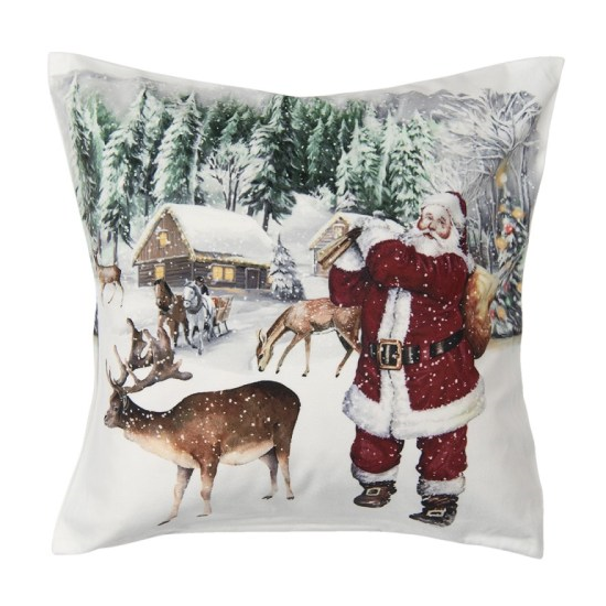 Karácsonyi párnahuzat 45x45 cm télapó állatokkal