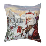Karácsonyi párnahuzat 45x45 cm télapó és vörösbegy