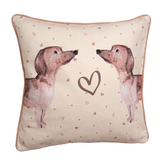 Tacskós párnahuzat 40x40 cm pamut Dachshund Love két tacsi