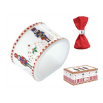 Karácsonyi porcelán diótörő mintás szalvétagyűrű 4 db-os szett díszdobozban Nutcrackers