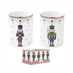 Karácsonyi porcelán diótörő mintás mécsestartó pohár 2 db-os szett díszdobozban Nutcrackers