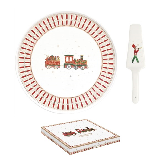 Polar Express karácsonyi porcelán tortatál lapáttal