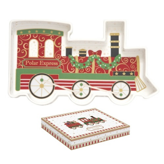 Polar Express karácsonyi porcelán vonat alakú kínáló tálca